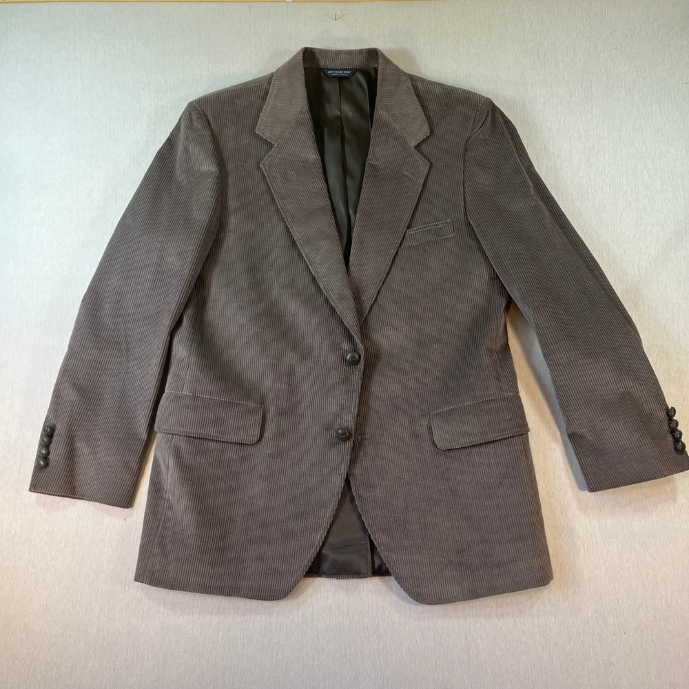 Vintage Kuppenheimer Mens 40 Corduroy Blazer Gray Two Button Sport Coat USA Made